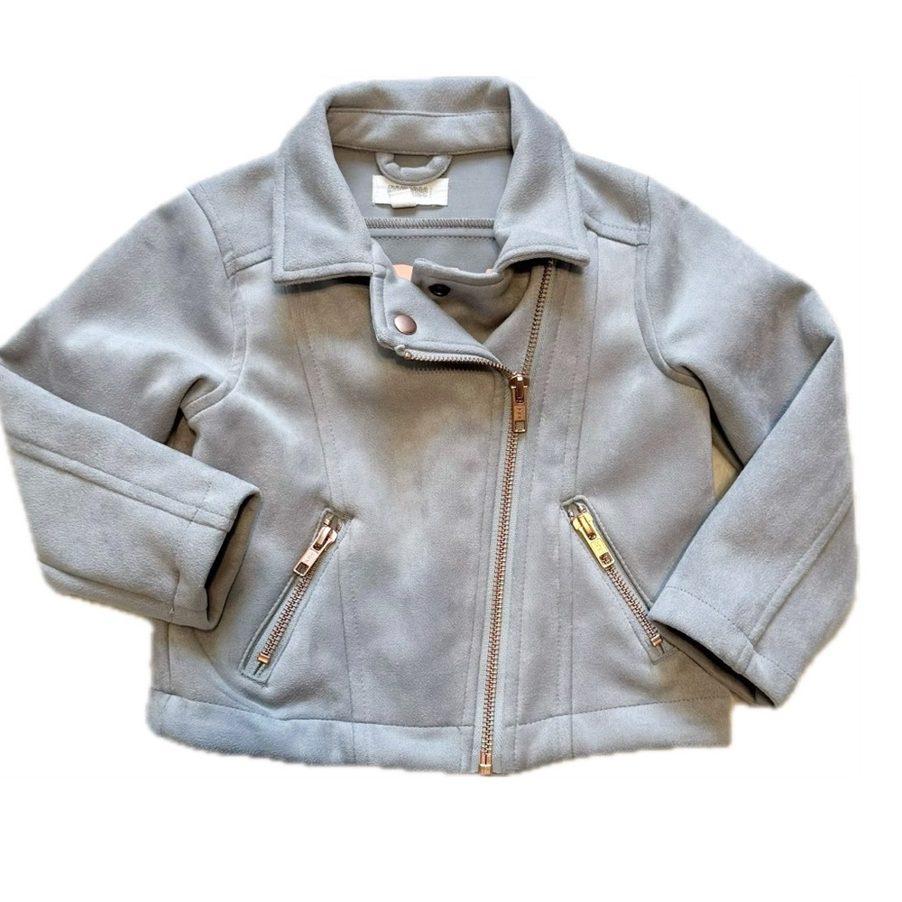 Gymboree Suede Moto Biker Jacket with Rose Gold Asymmetrical Zipper